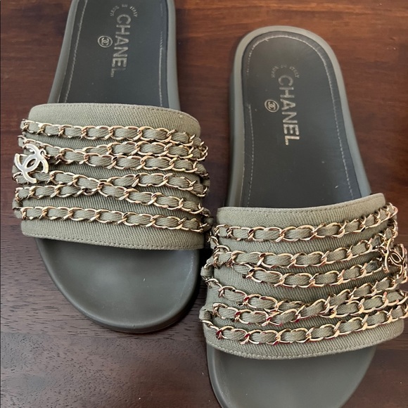 CHANEL Shoes - Authentic CHANEL sandal, with gold hardware detail.